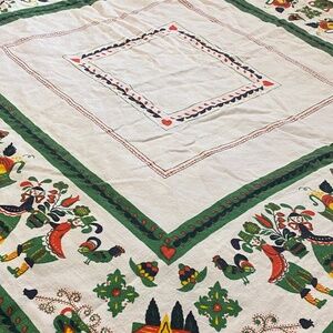 Vintage folk art table cloth